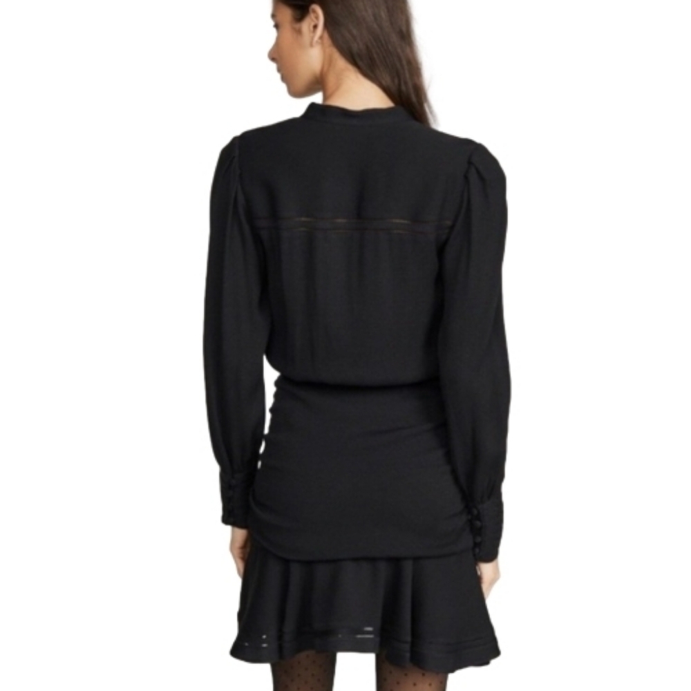 Veronica Beard Jasper Button-front Short Dress Lattice Border In Black Sz 2 (XS) - Picture 5 of 16